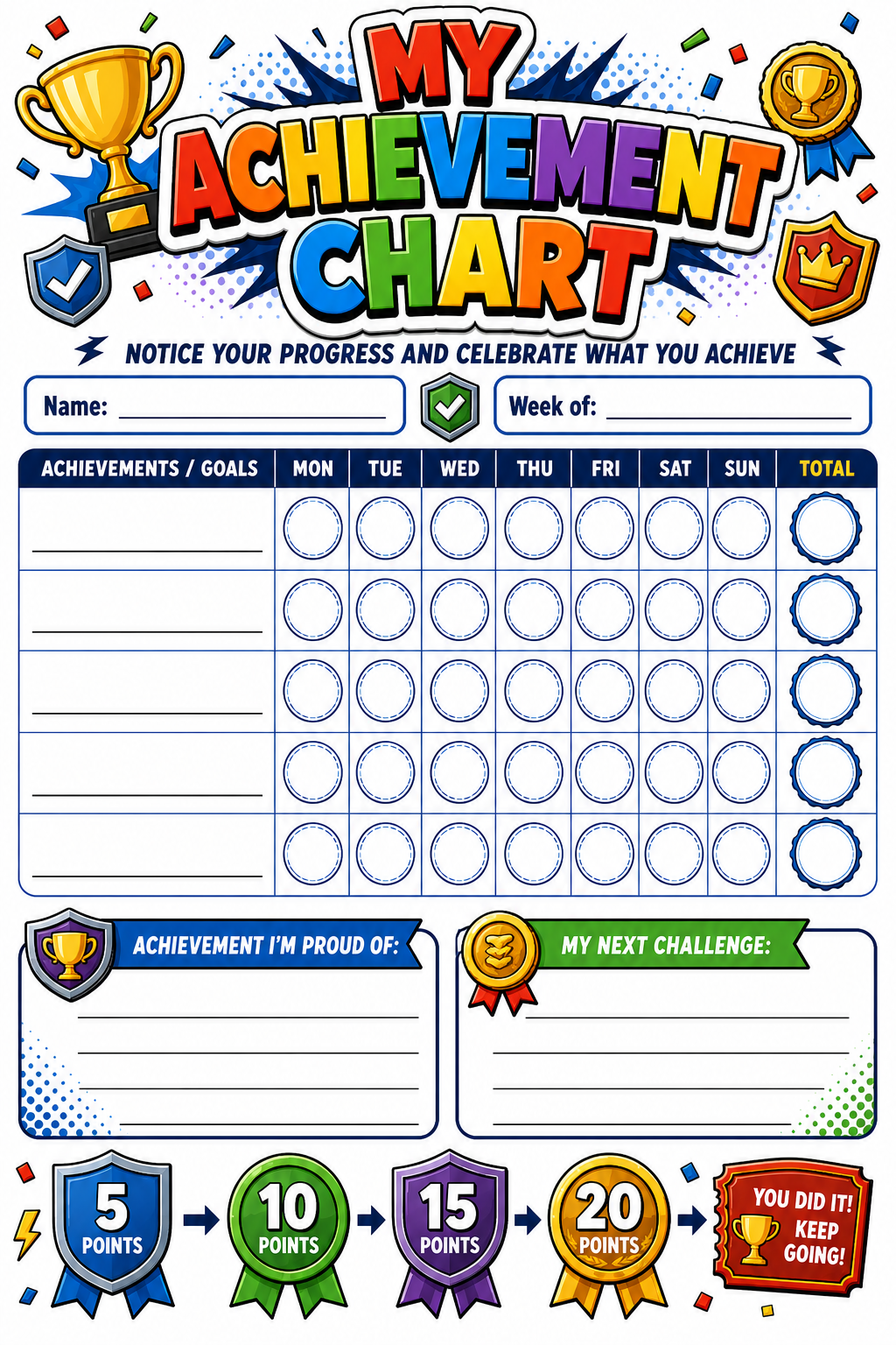 Achievement Sticker Chart printable preview