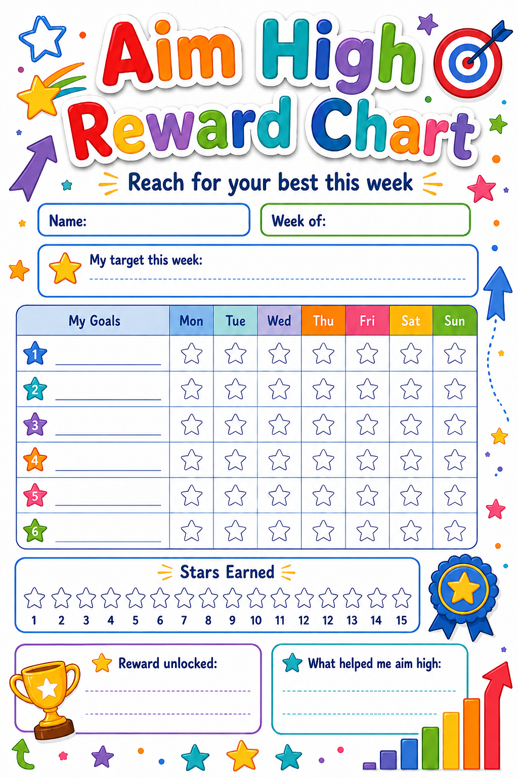 Aim High Reward Chart printable preview