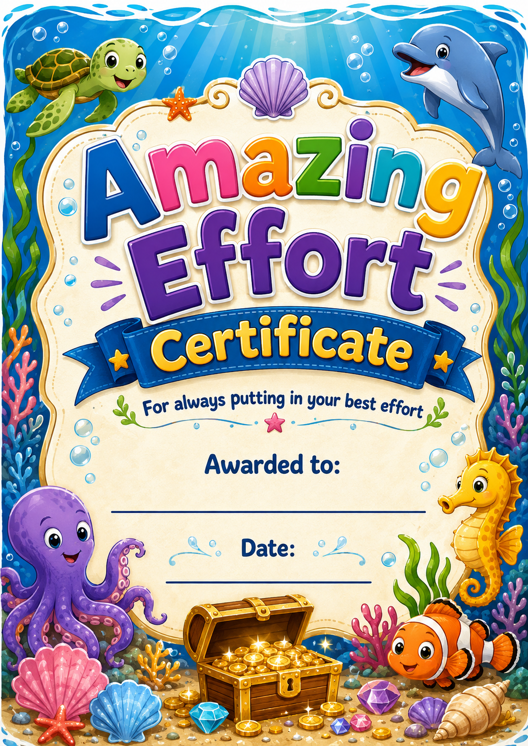 Amazing Effort Certificate printable preview