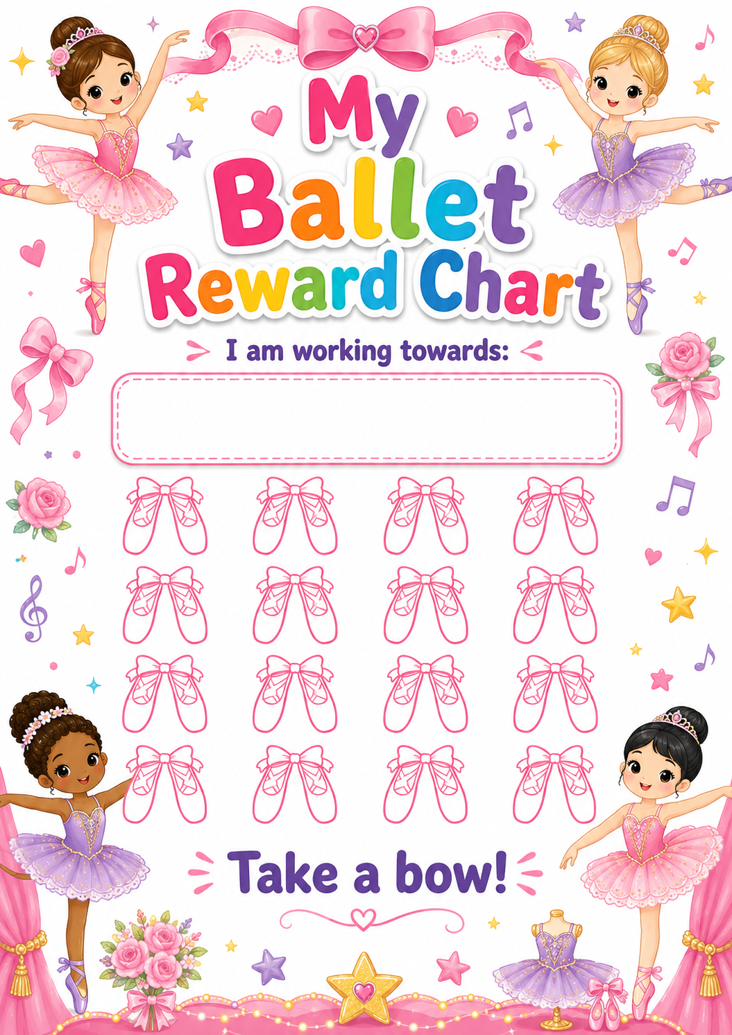Ballet Reward Chart printable preview