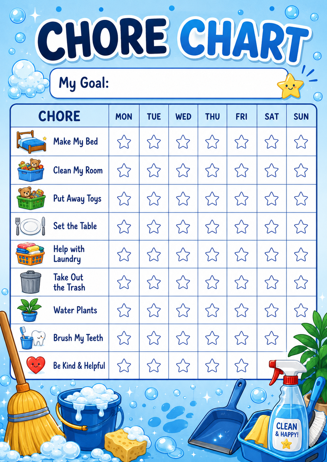 Chore Chart Tracker printable preview