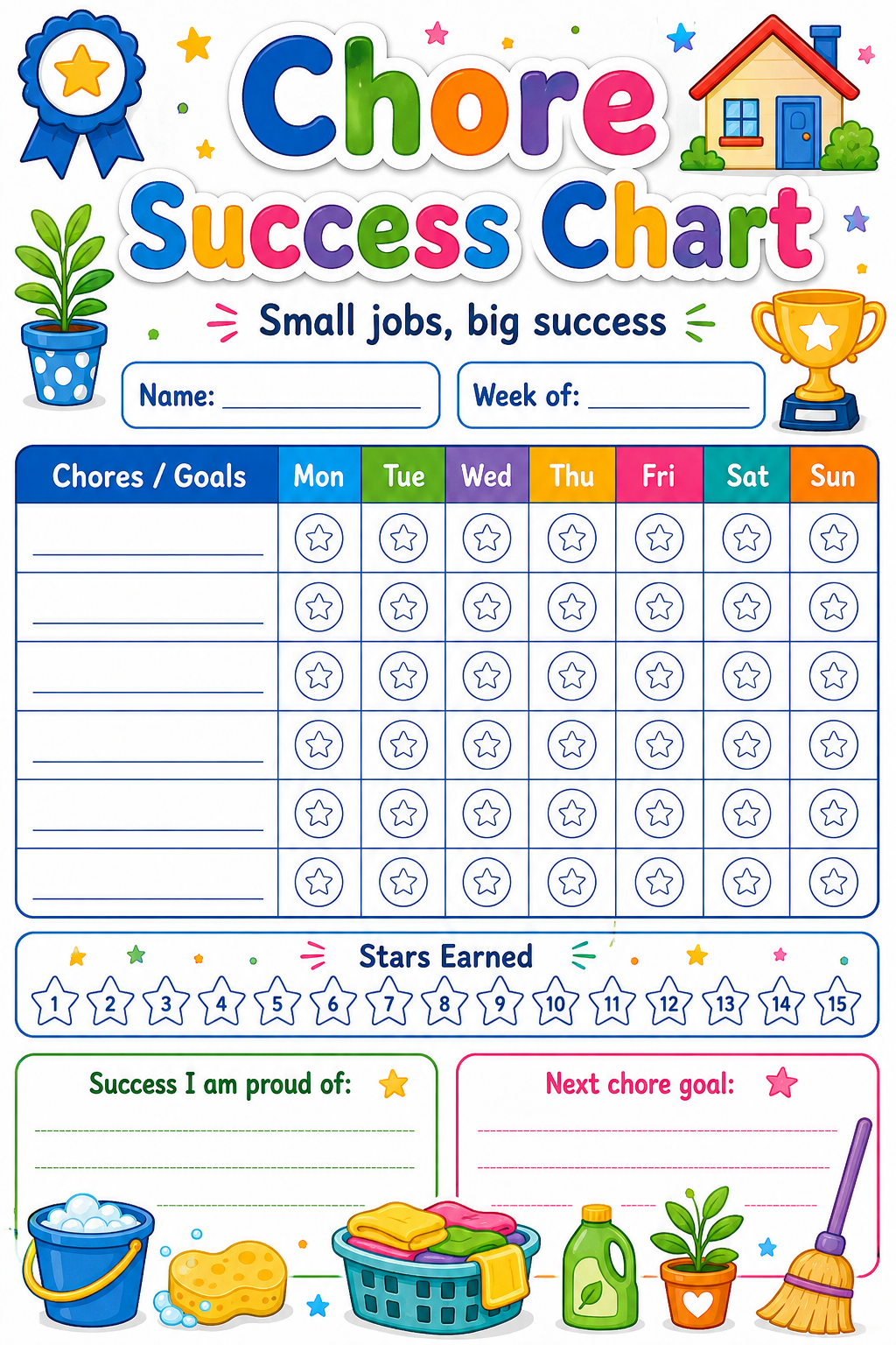 Chore Success Chart printable preview