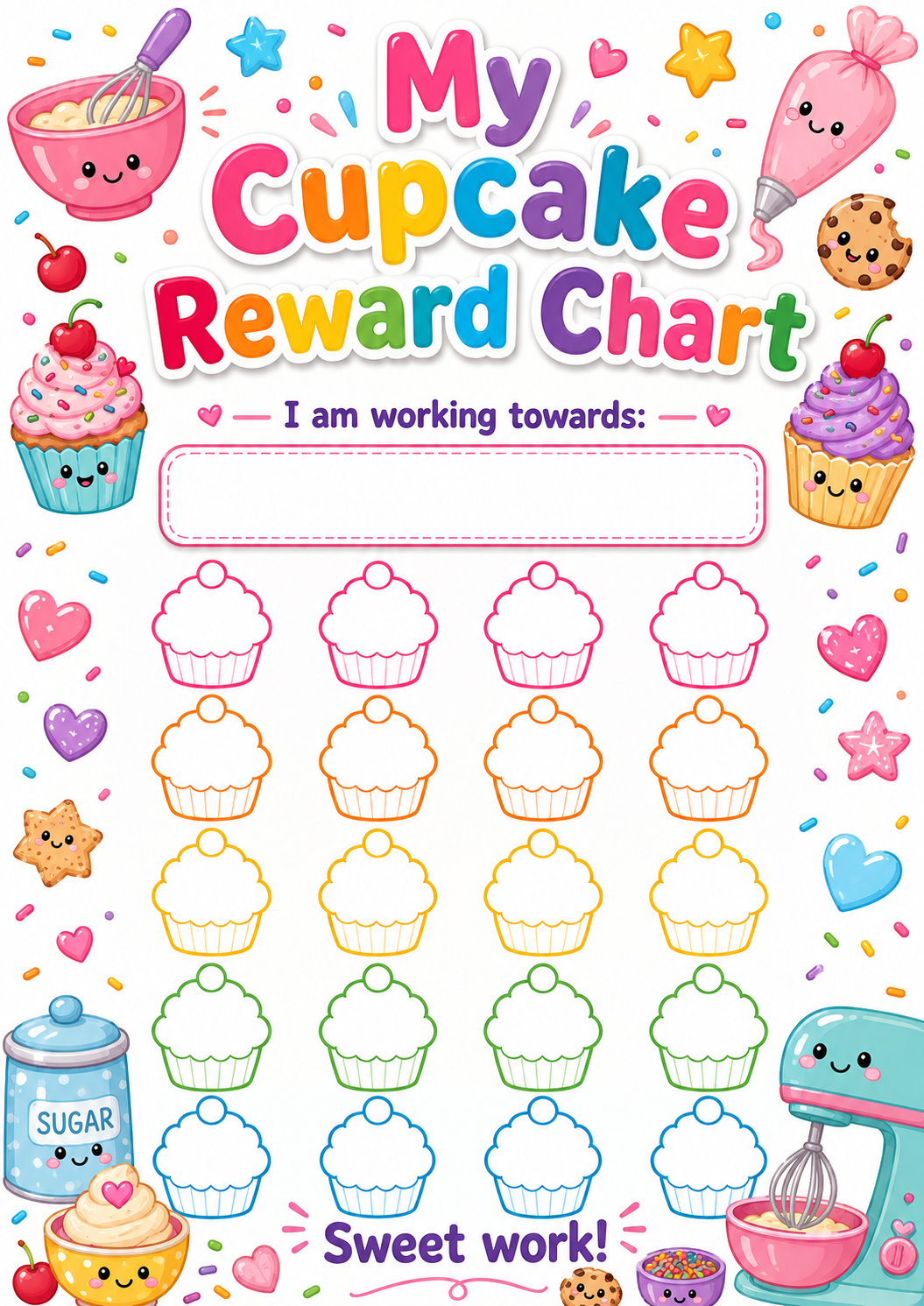 Cupcake Reward Chart printable preview