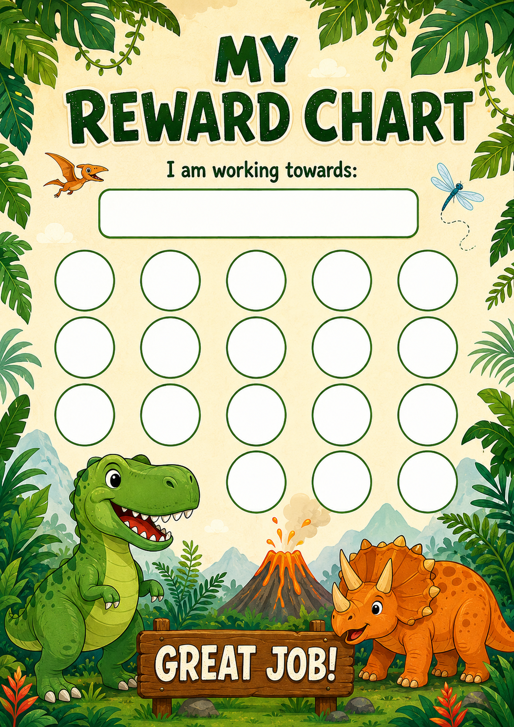 Dinosaur Reward Chart printable preview