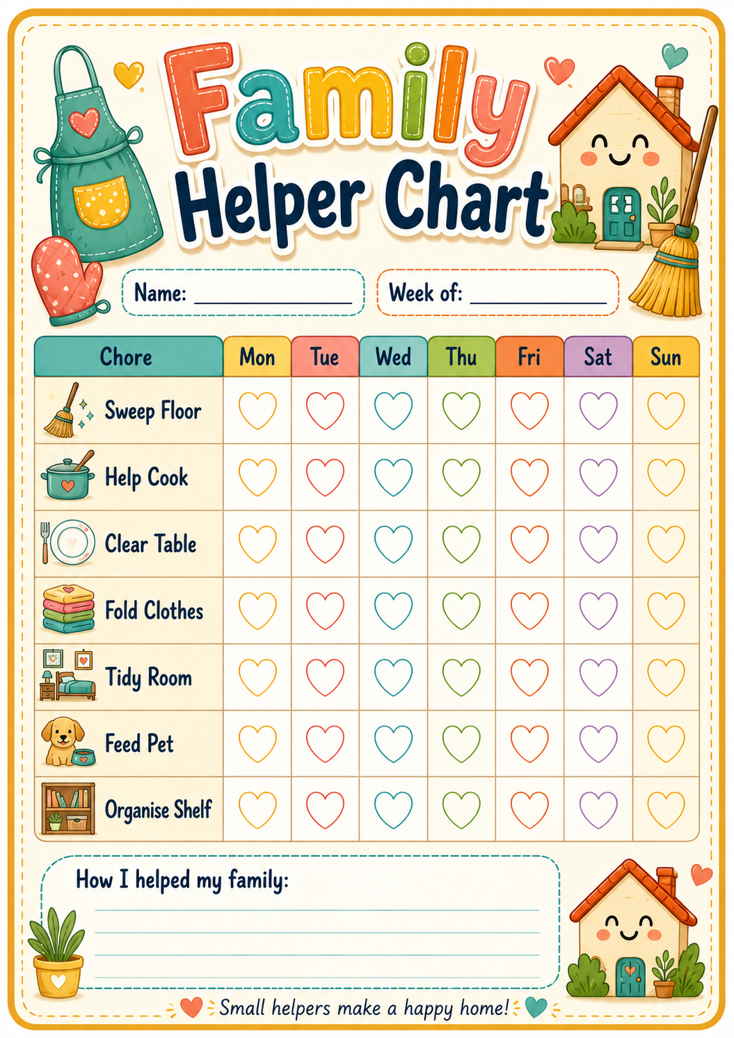 Family Helper Chart printable preview