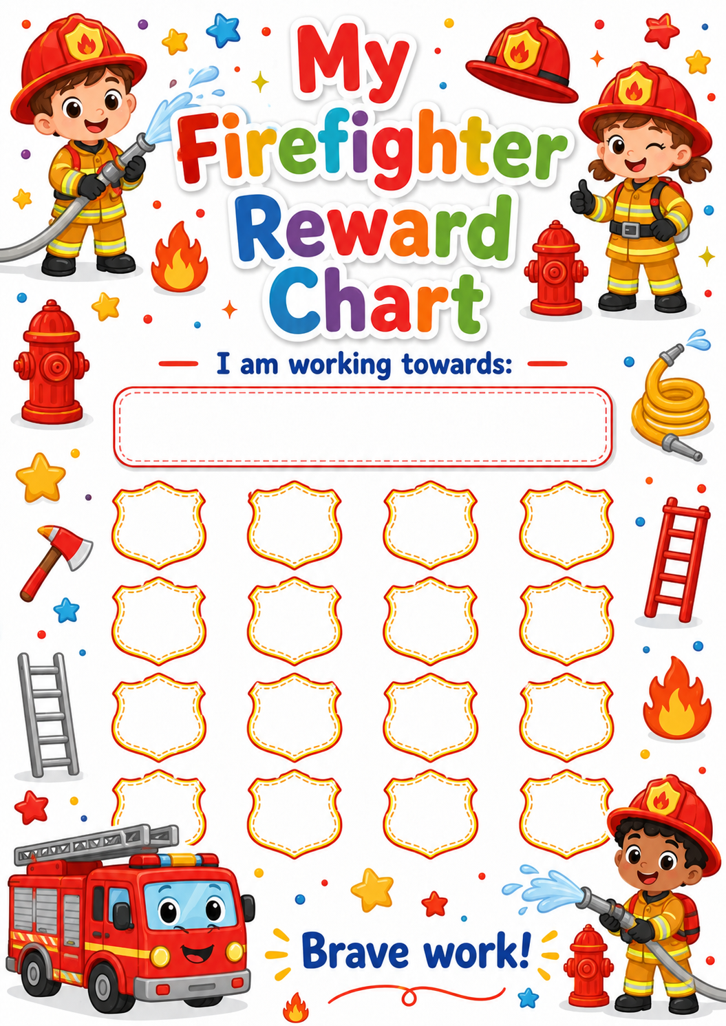 Firefighter Reward Chart printable preview