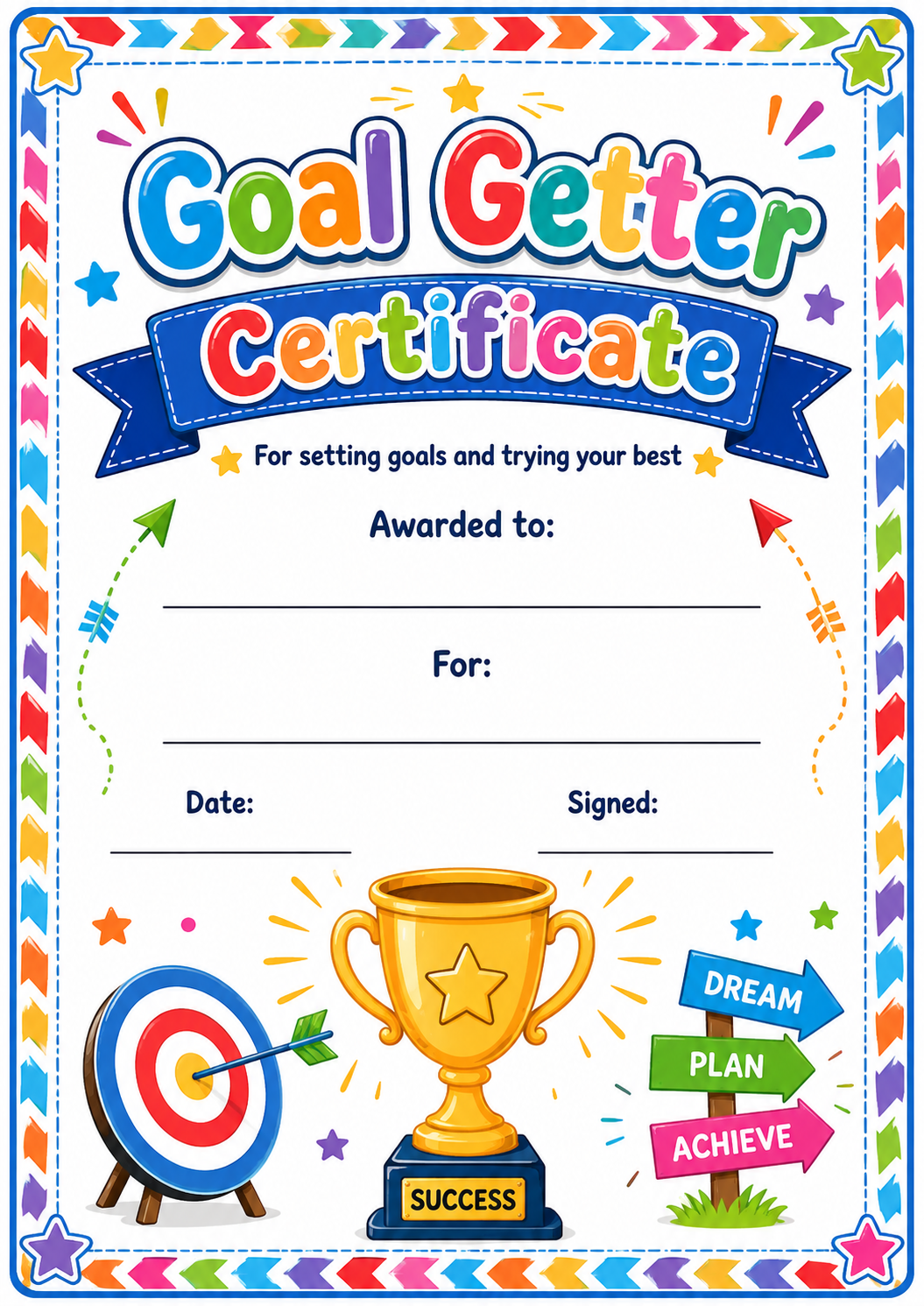 Goal Achievement Certificate printable preview