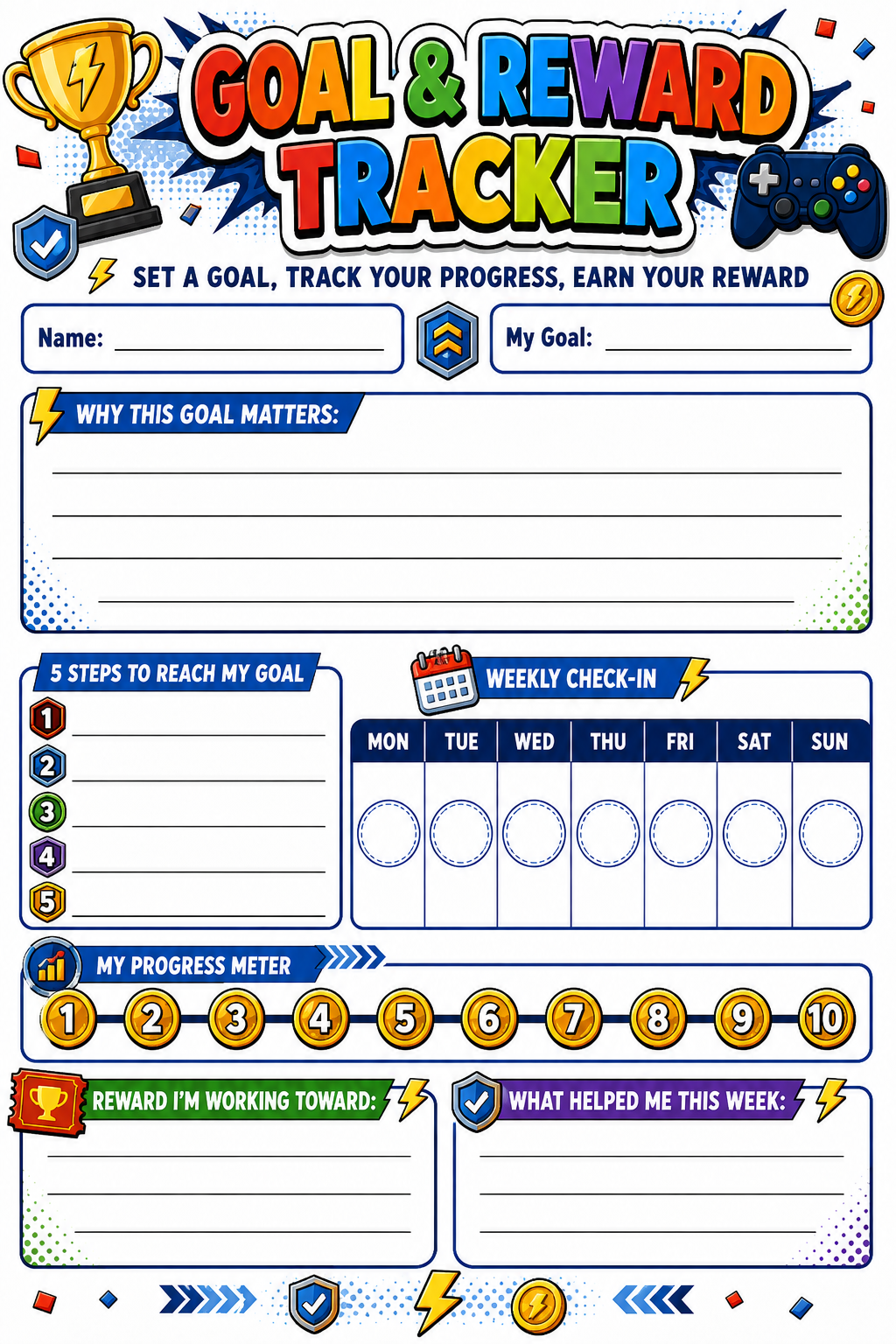 Goal and Reward Sticker Tracker printable preview