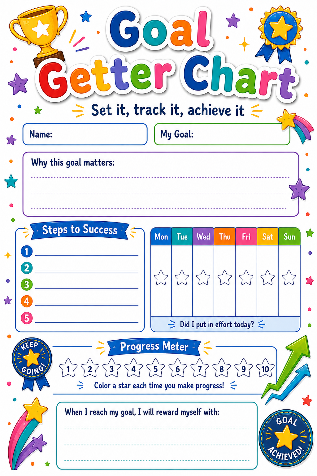 Goal Getter Reward Chart printable preview