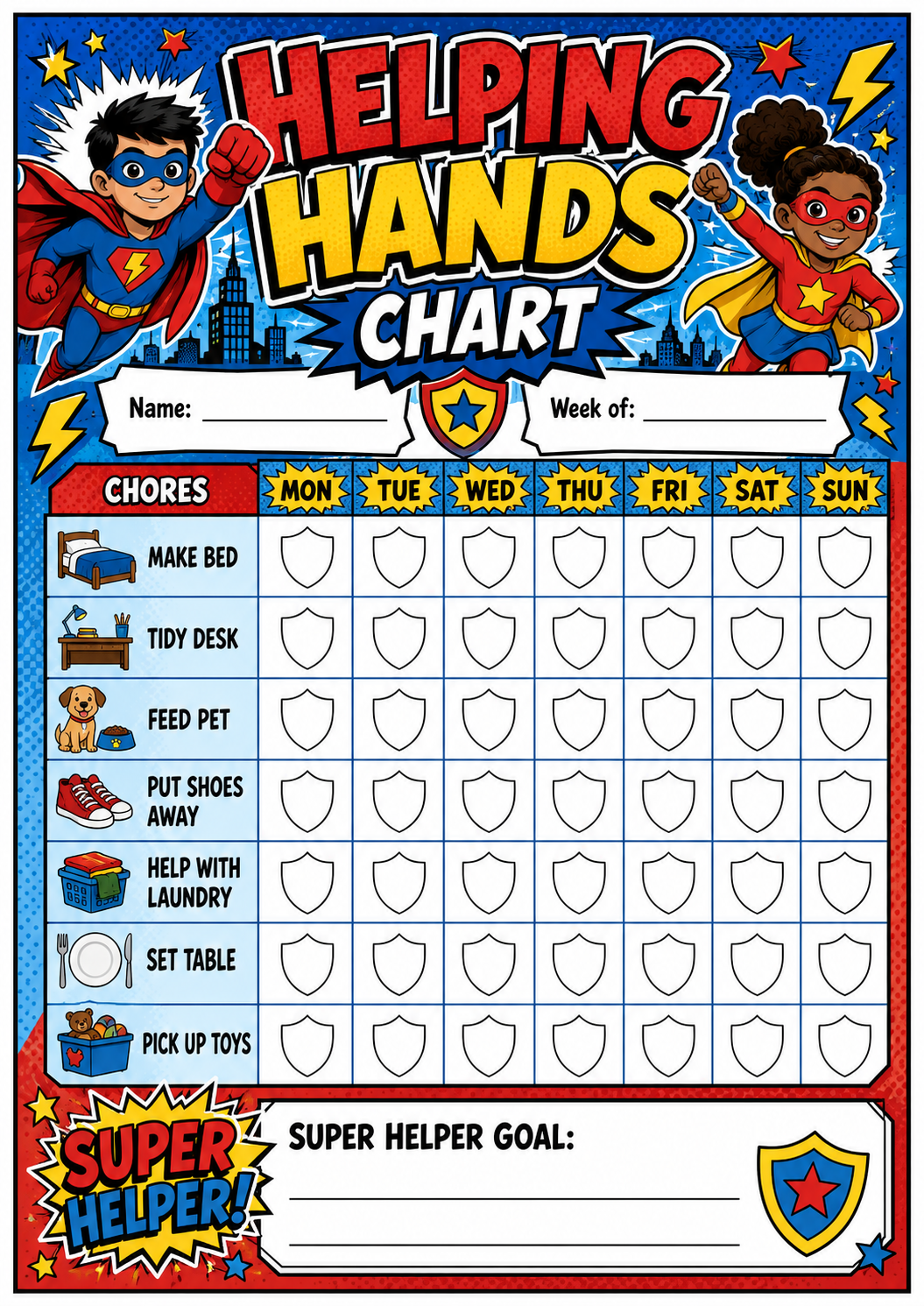 Helping at Home Chart printable preview
