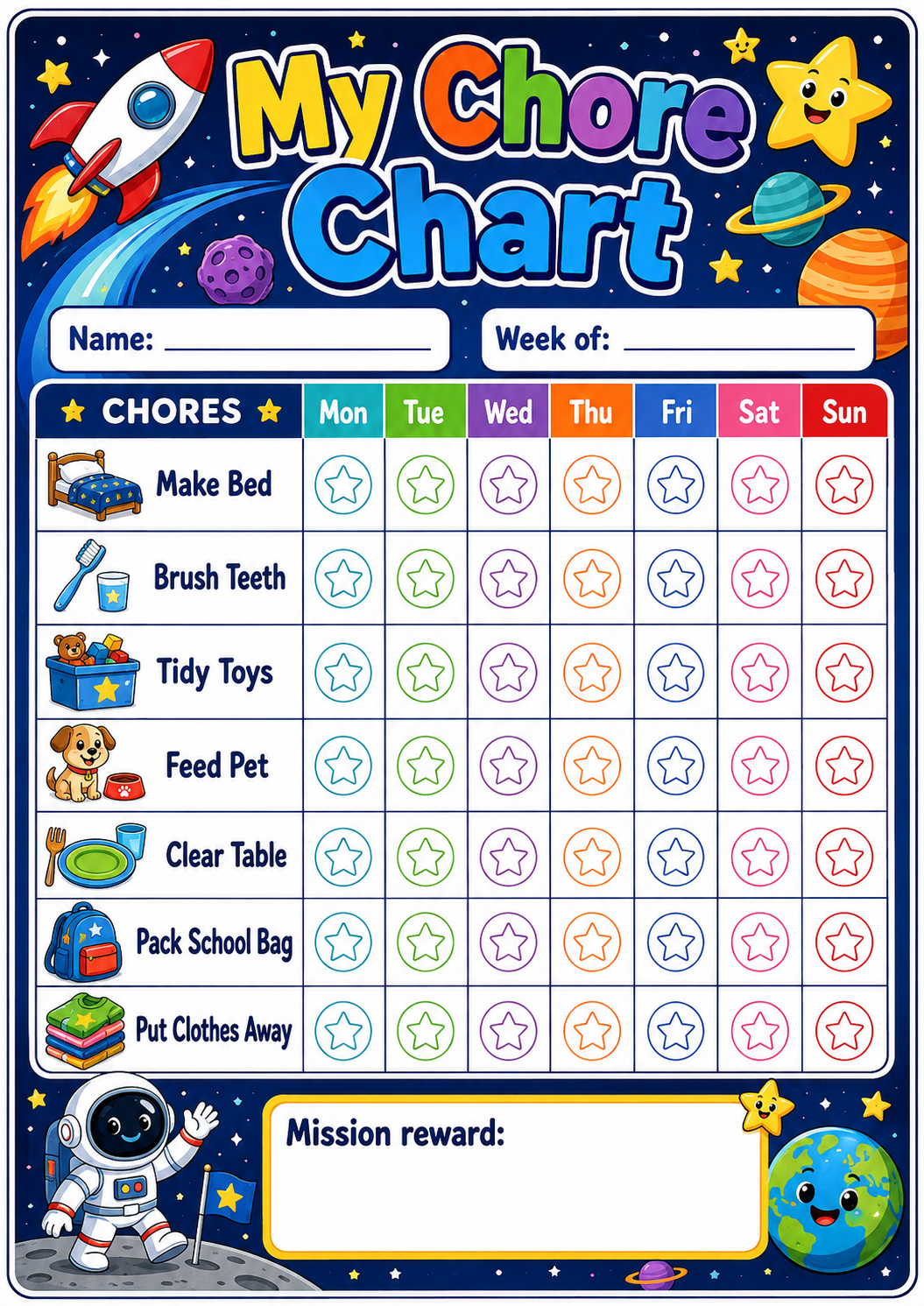 Home Task Reward Chart printable preview