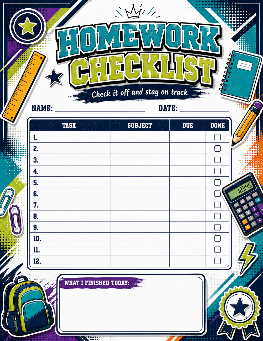 Homework Checklist preview