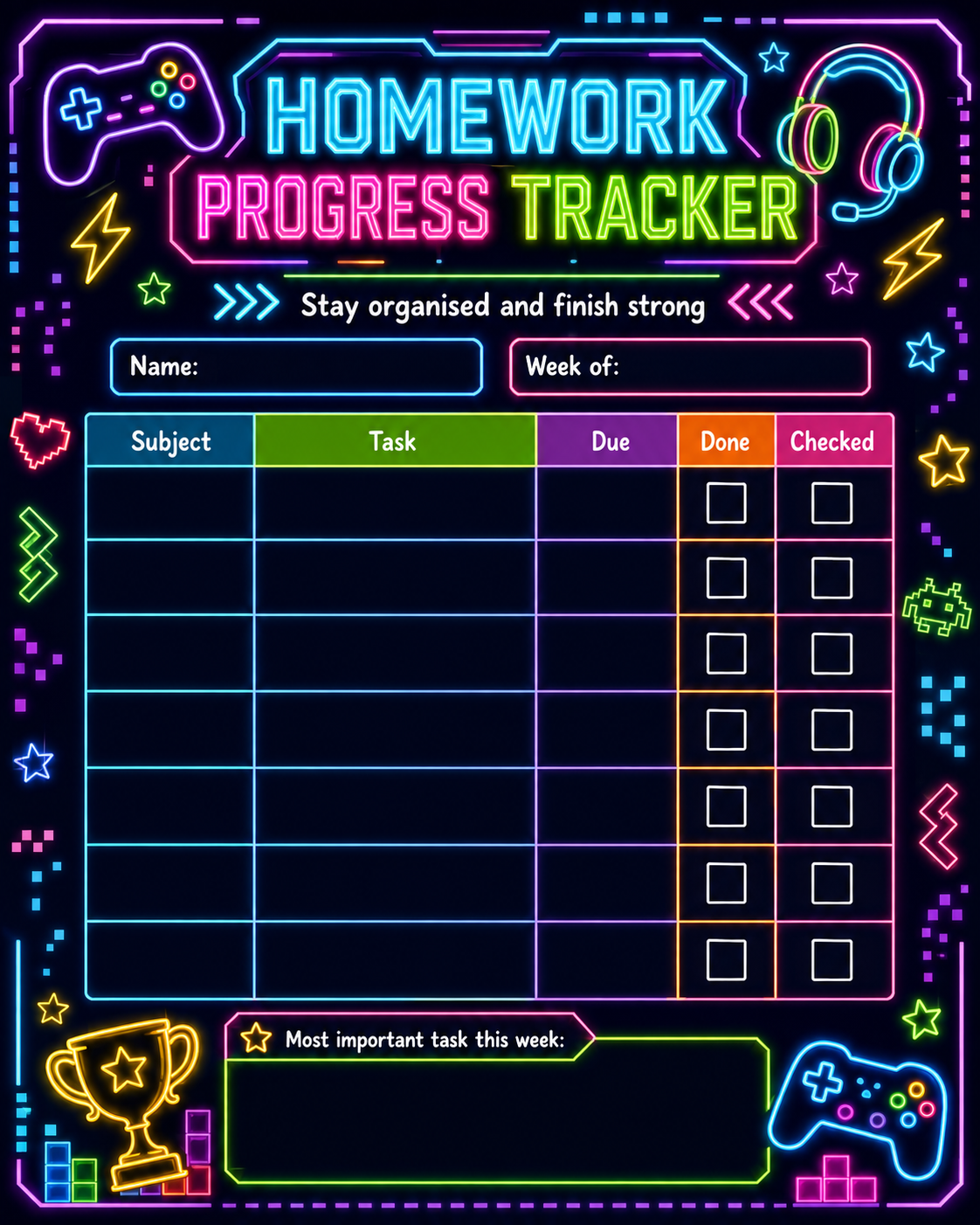 Homework Work Planner preview