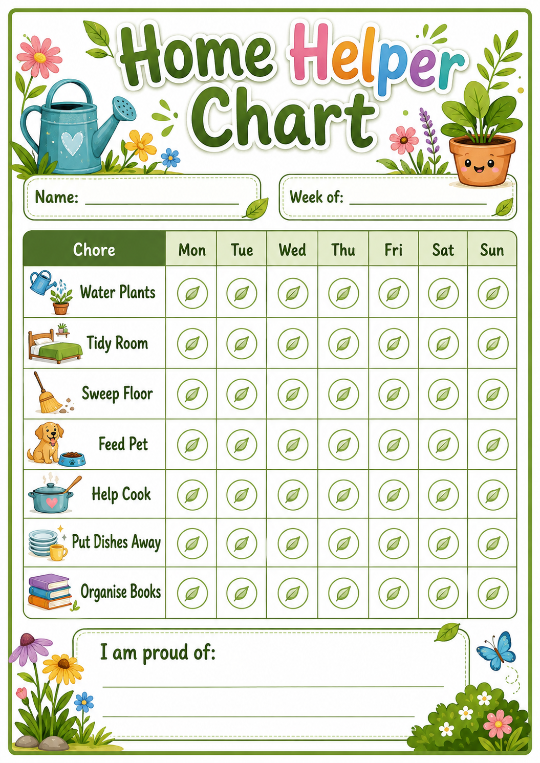 Household Helper Chart printable preview