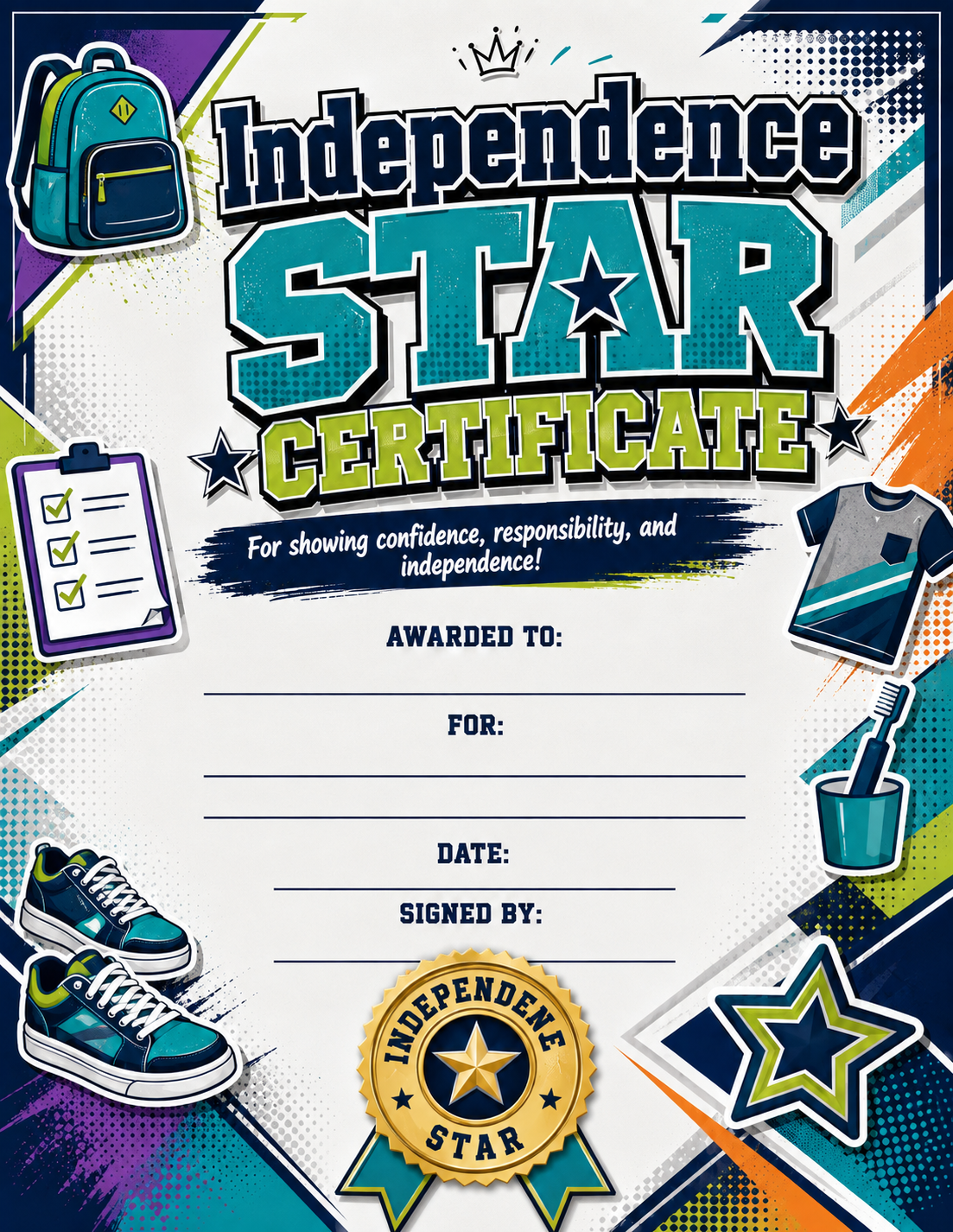 Independence Star Certificate printable preview