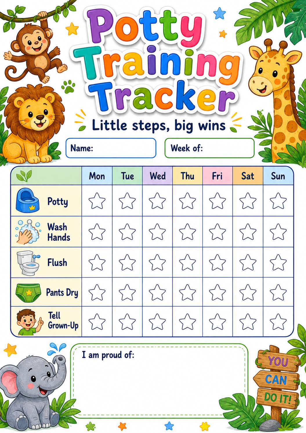 Jungle Potty Training Tracker preview