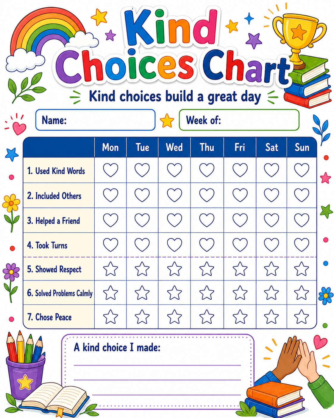 Kind Choices Chart printable preview