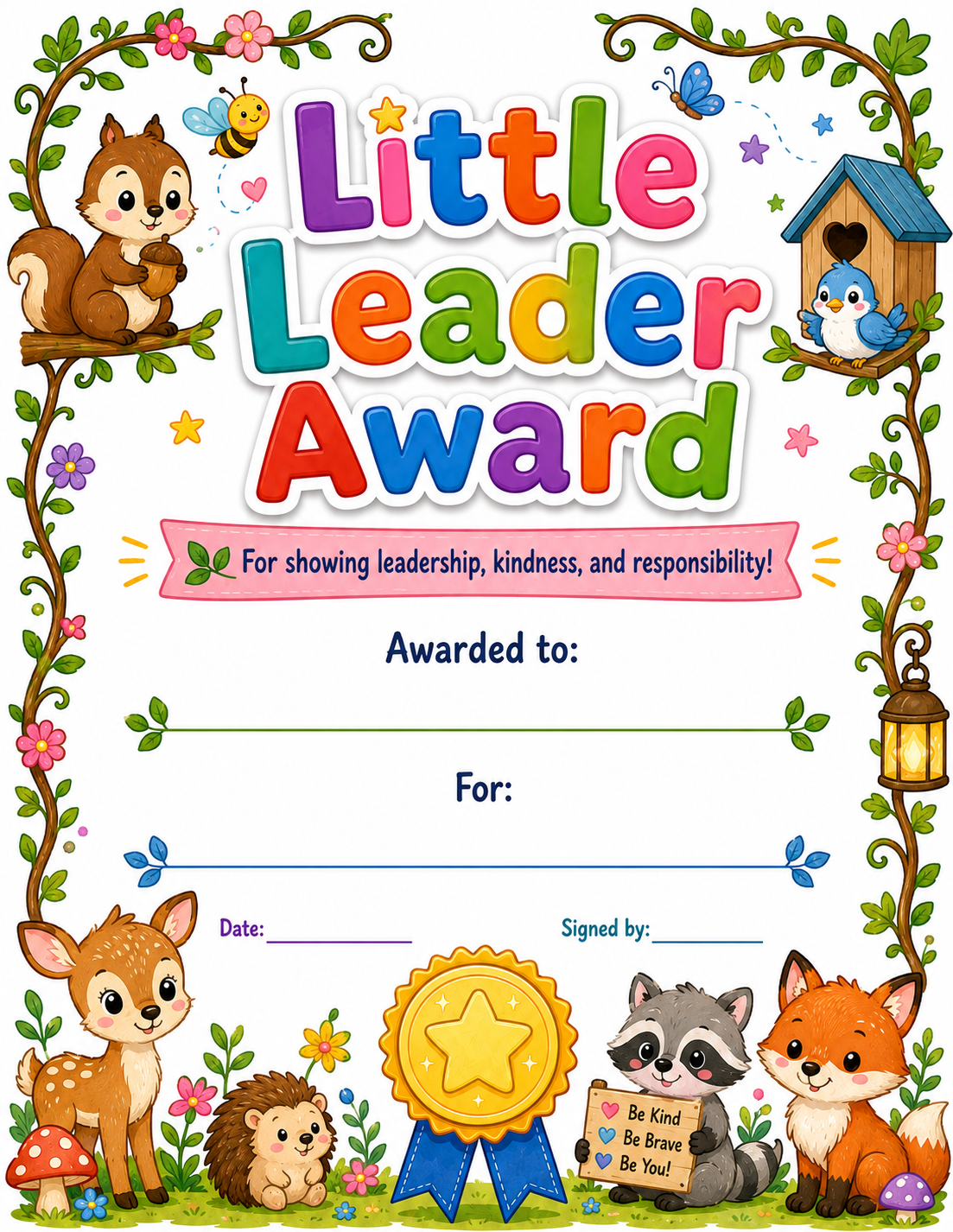 Little Leader Award printable preview