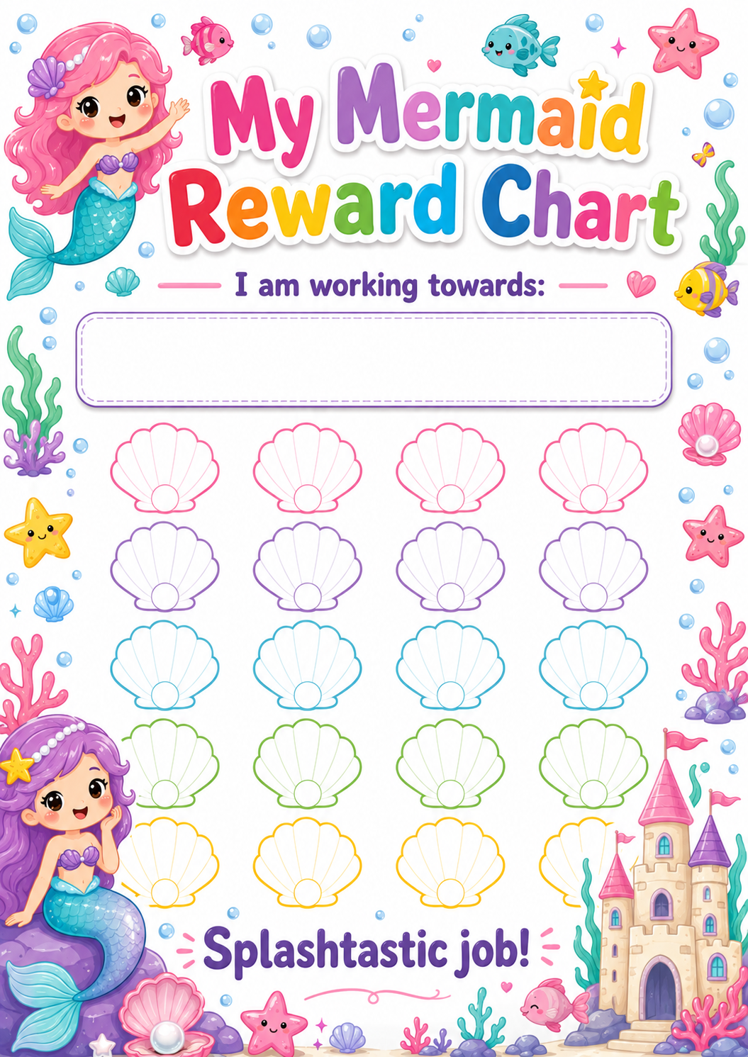 Mermaid Magic Reward Chart printable preview