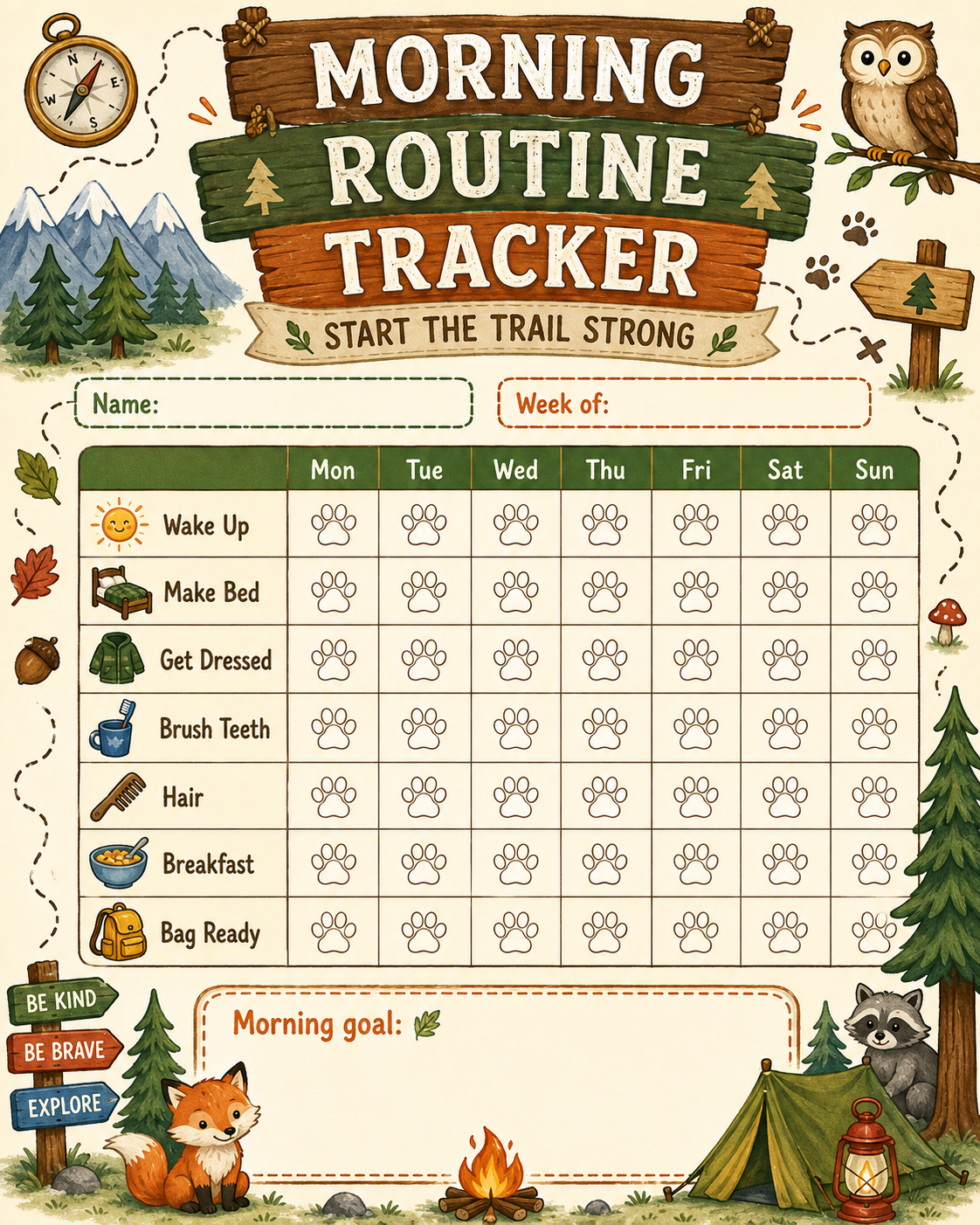 Morning Routine Checklist printable preview