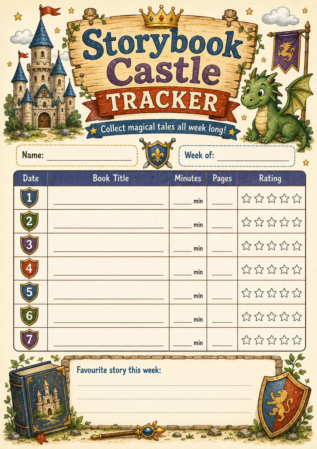 My Book Log printable preview