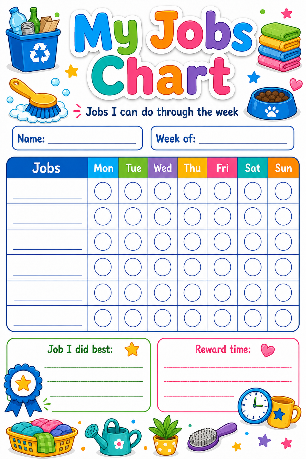 My Jobs Chart printable preview
