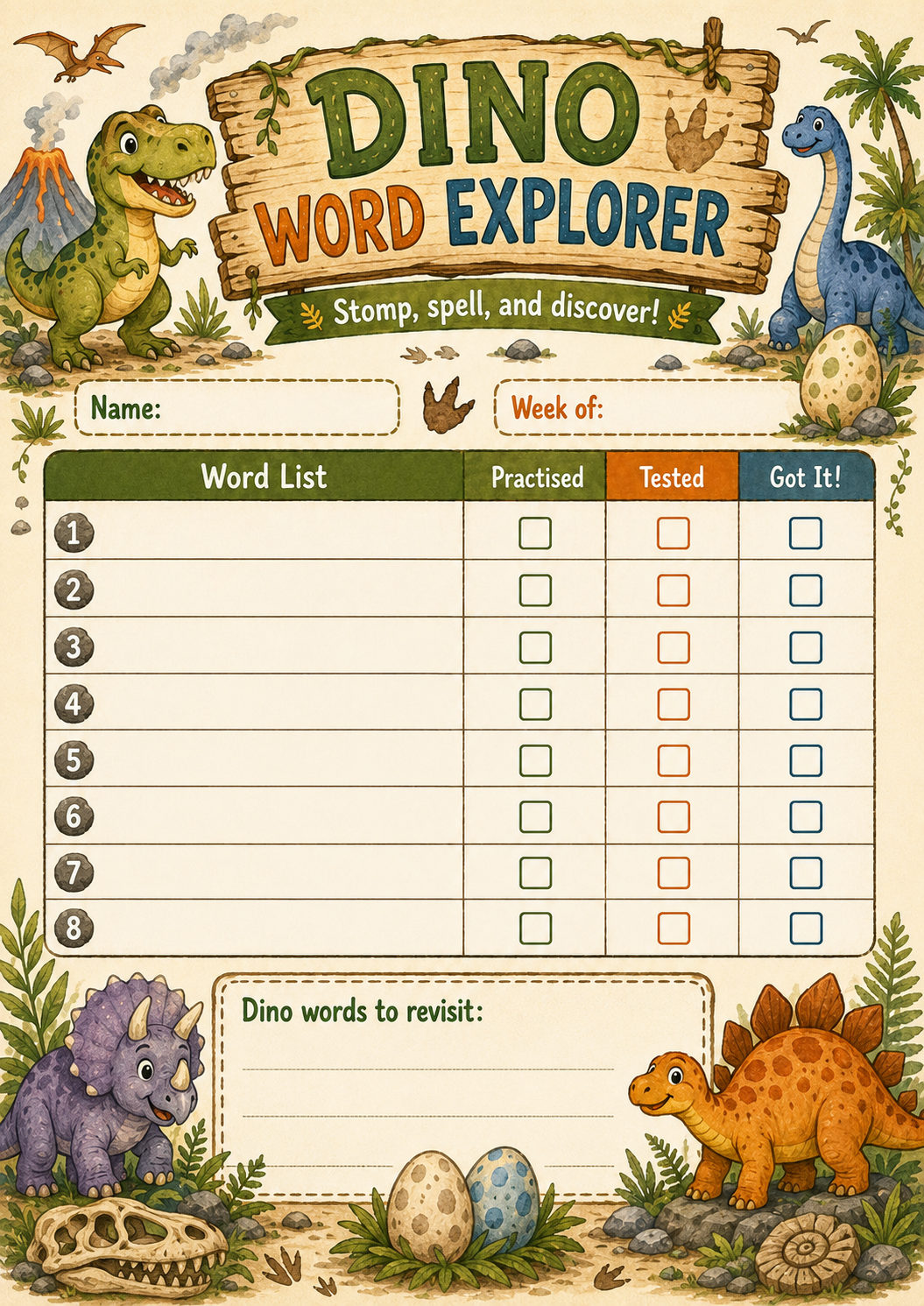 My Spelling Checklist printable preview