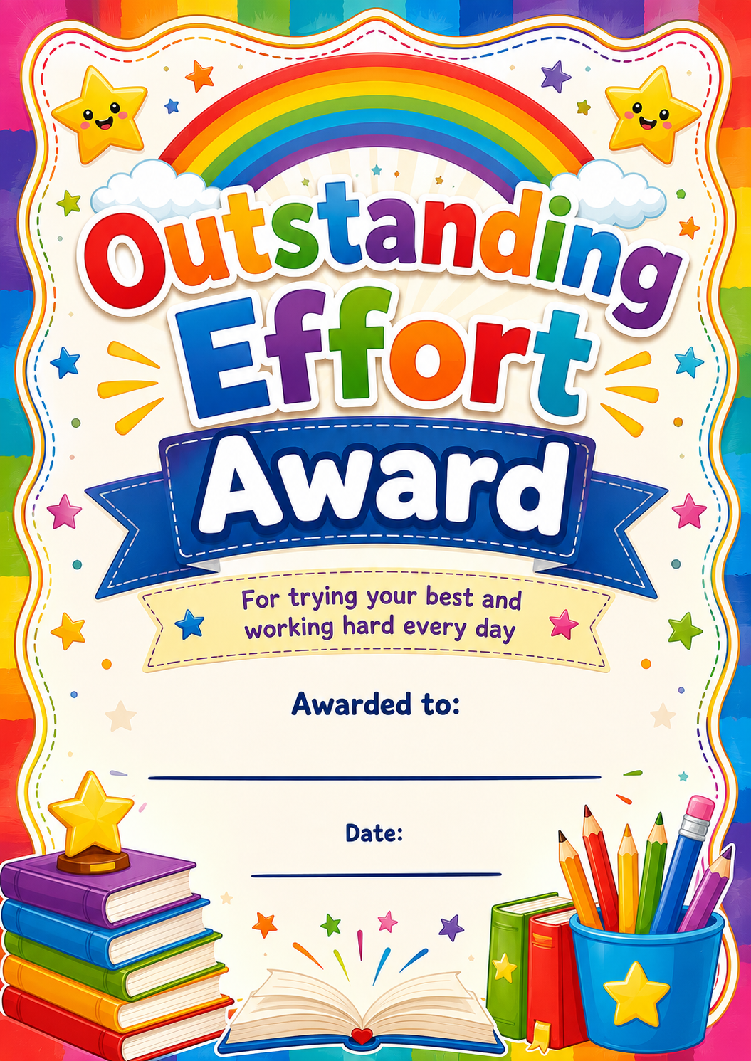 Outstanding Effort Award printable preview