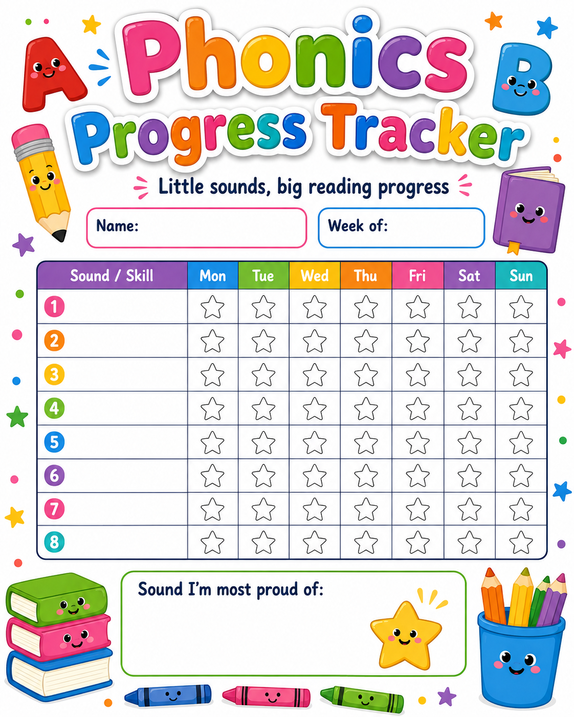 Phonics Progress Practice Tracker preview