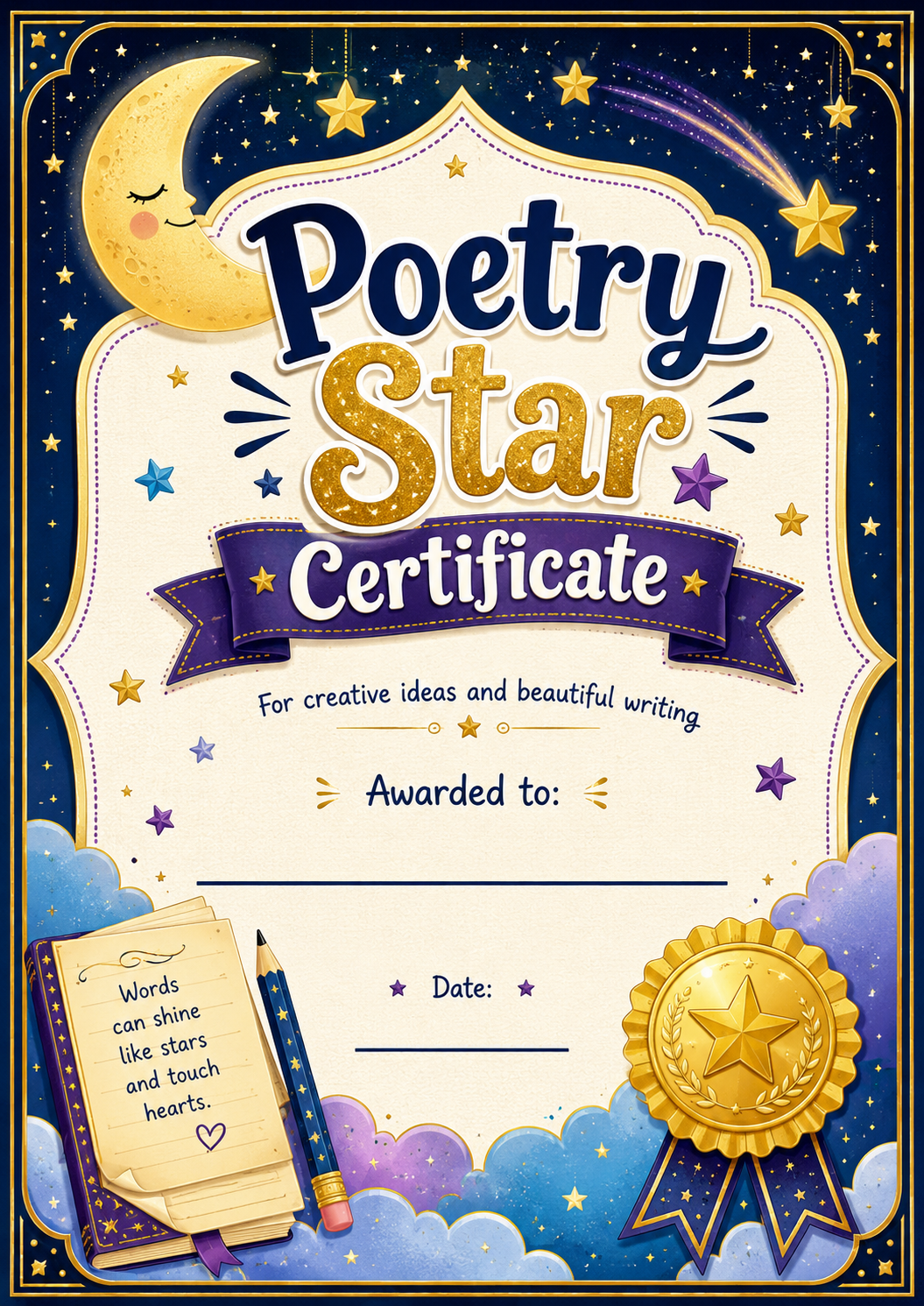 Poetry Star Certificate printable preview