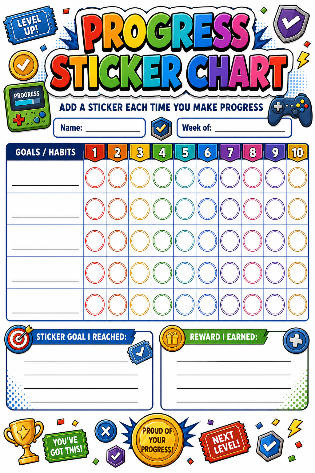 Progress Sticker Chart preview