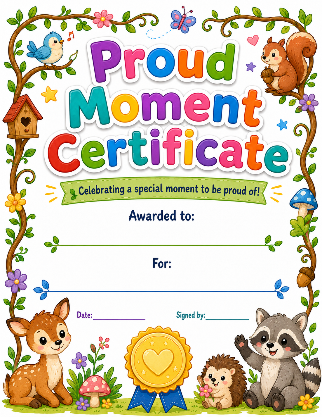Proud Moment Certificate printable preview