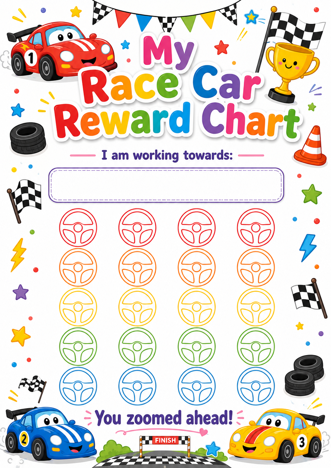 Race Car Reward Chart printable preview
