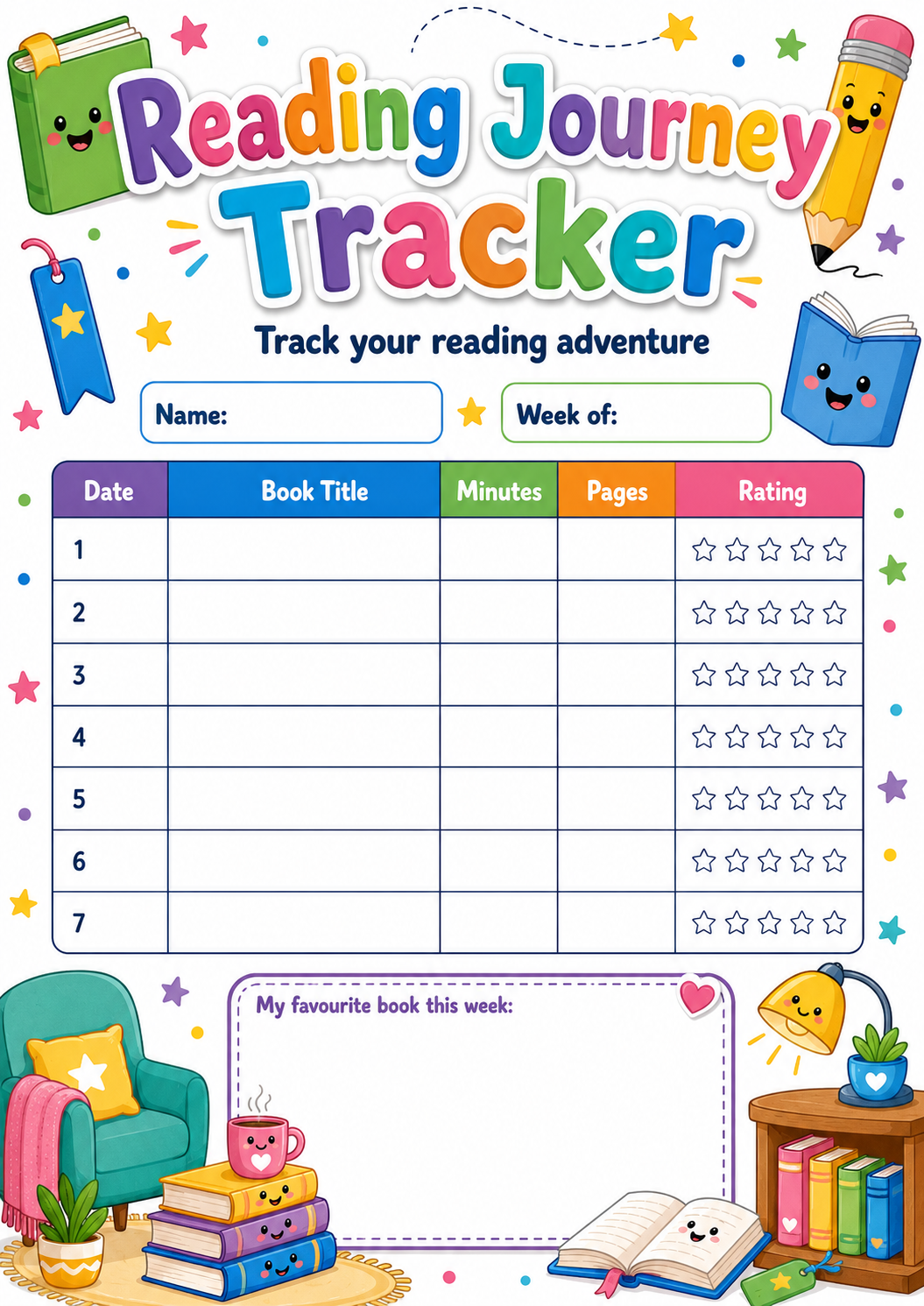 Reading Journey Tracker printable preview