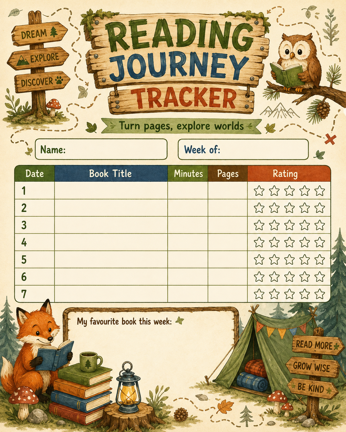 Reading Session Log preview