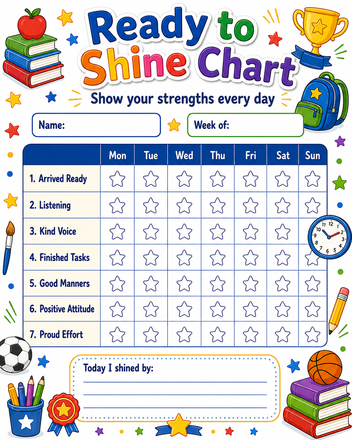 Ready to Shine Chart printable preview