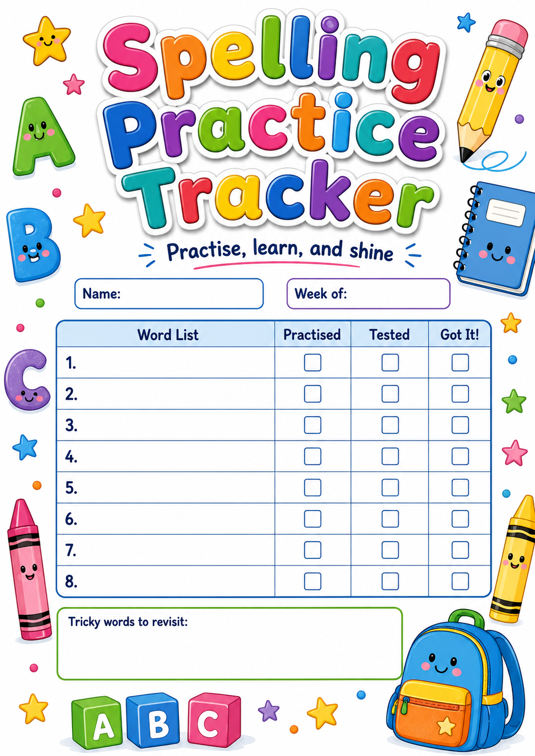 Spelling Practice Tracker preview