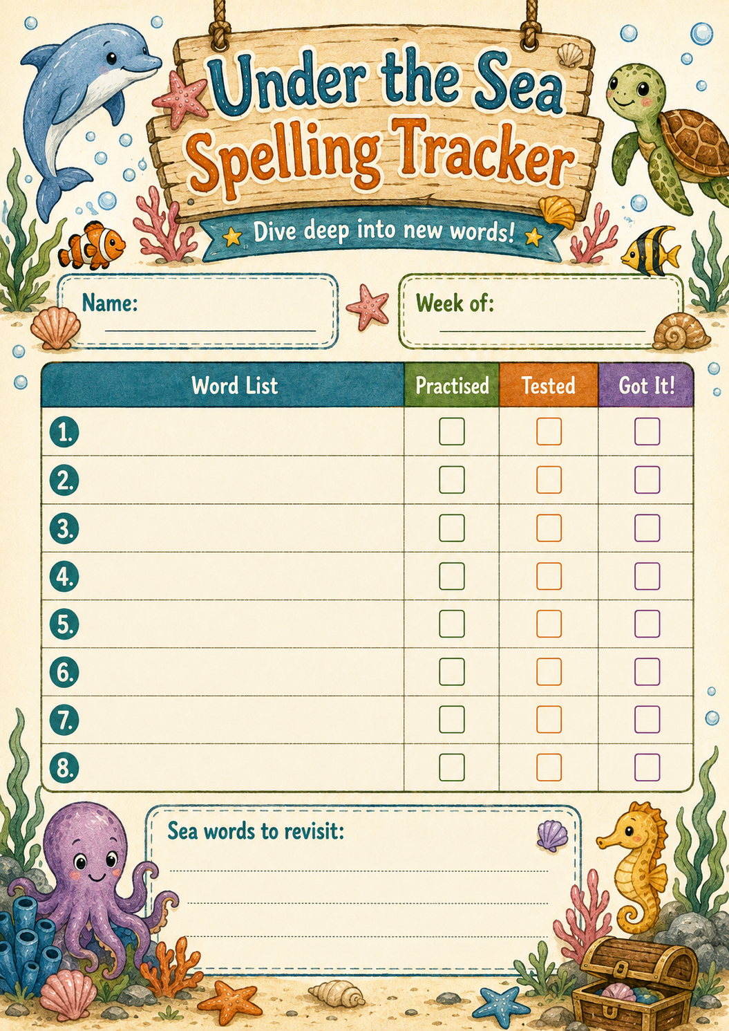 Spelling Study Log preview