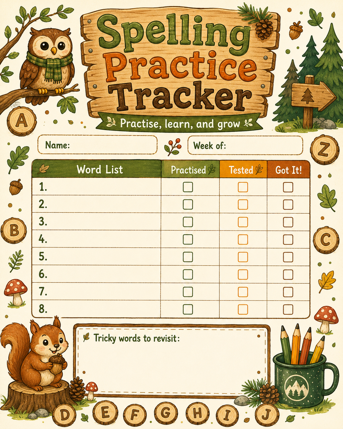 Spelling Word Practice Tracker preview