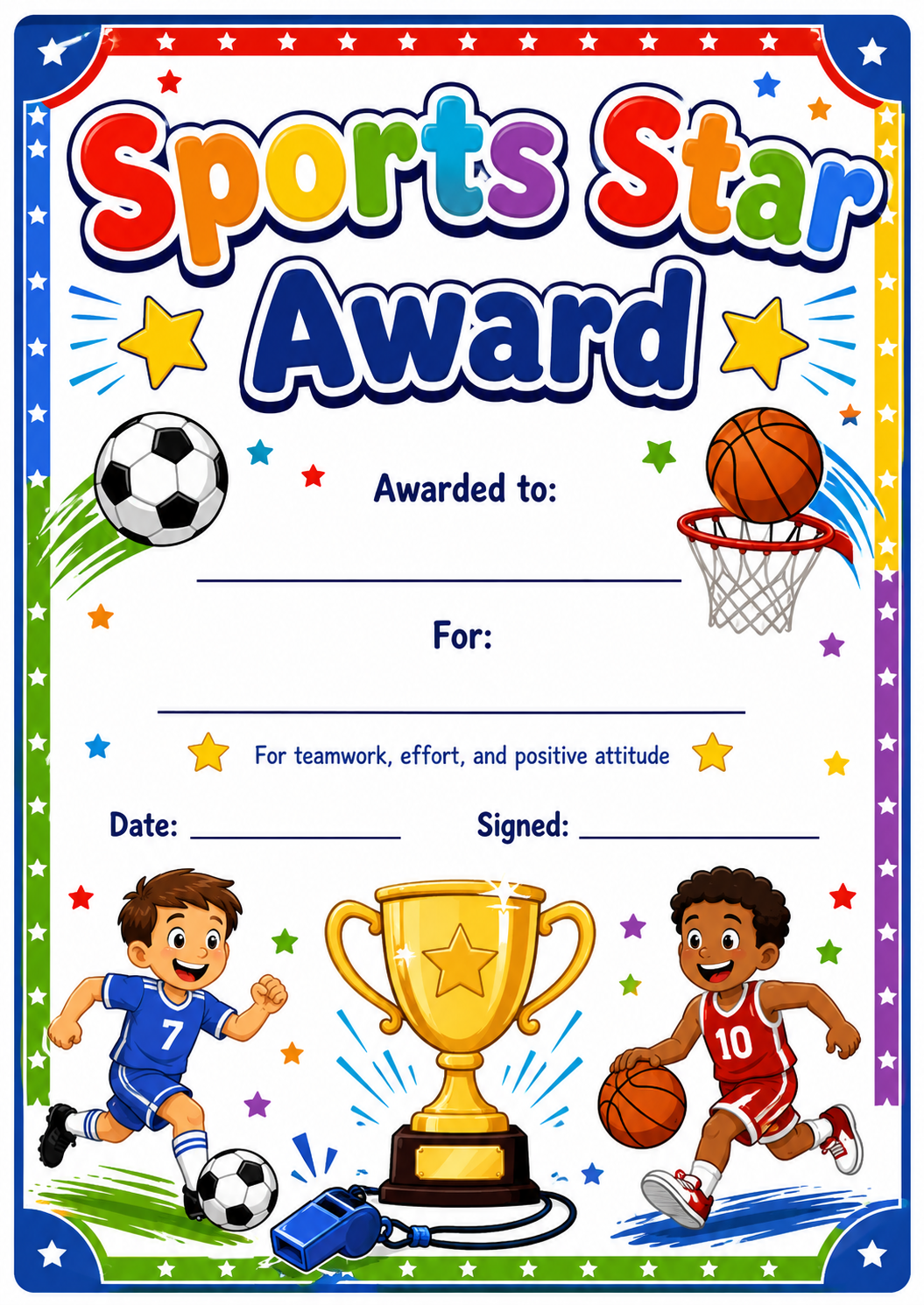 Sports Achievement Award printable preview