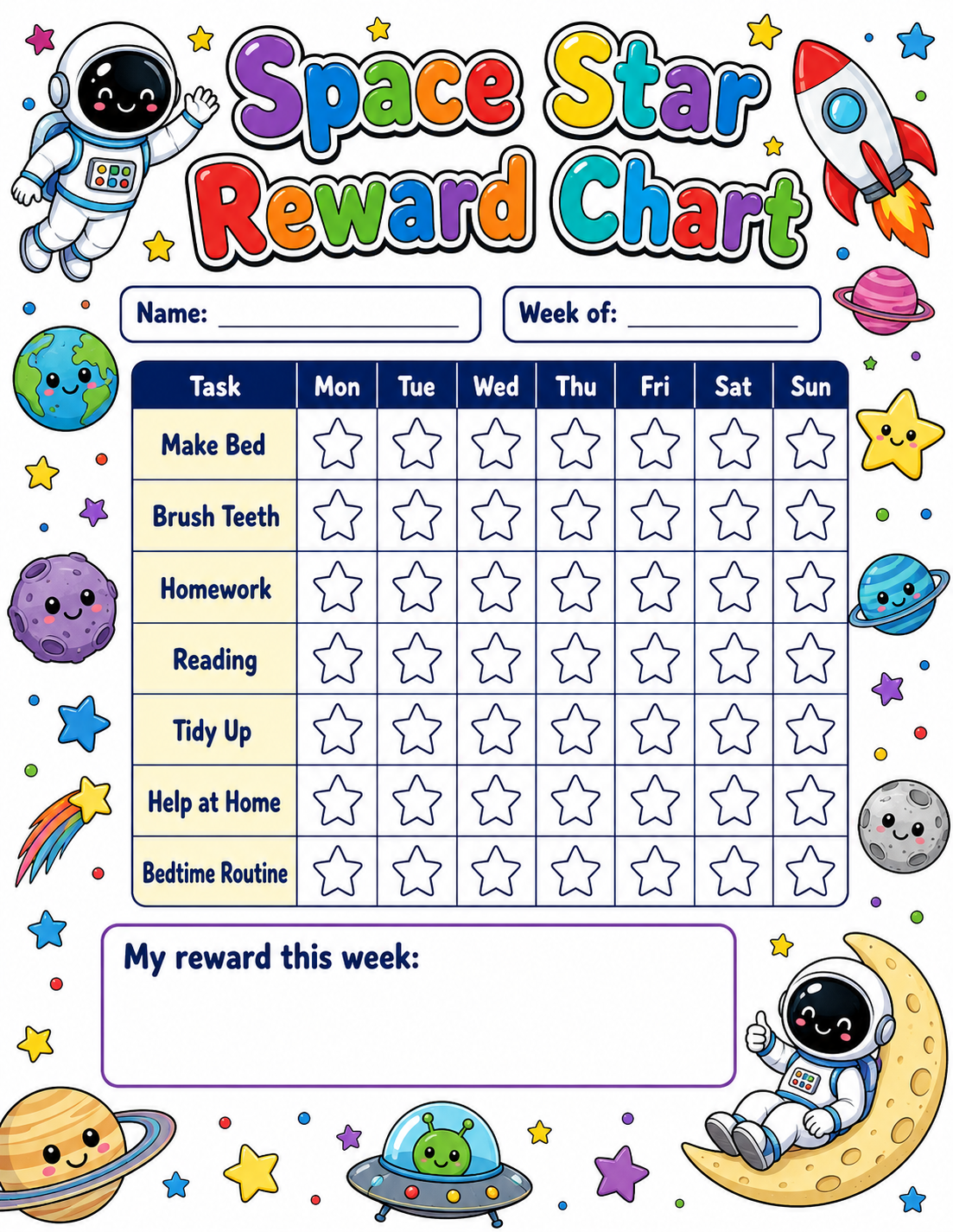 Star Reward Progress Chart printable preview