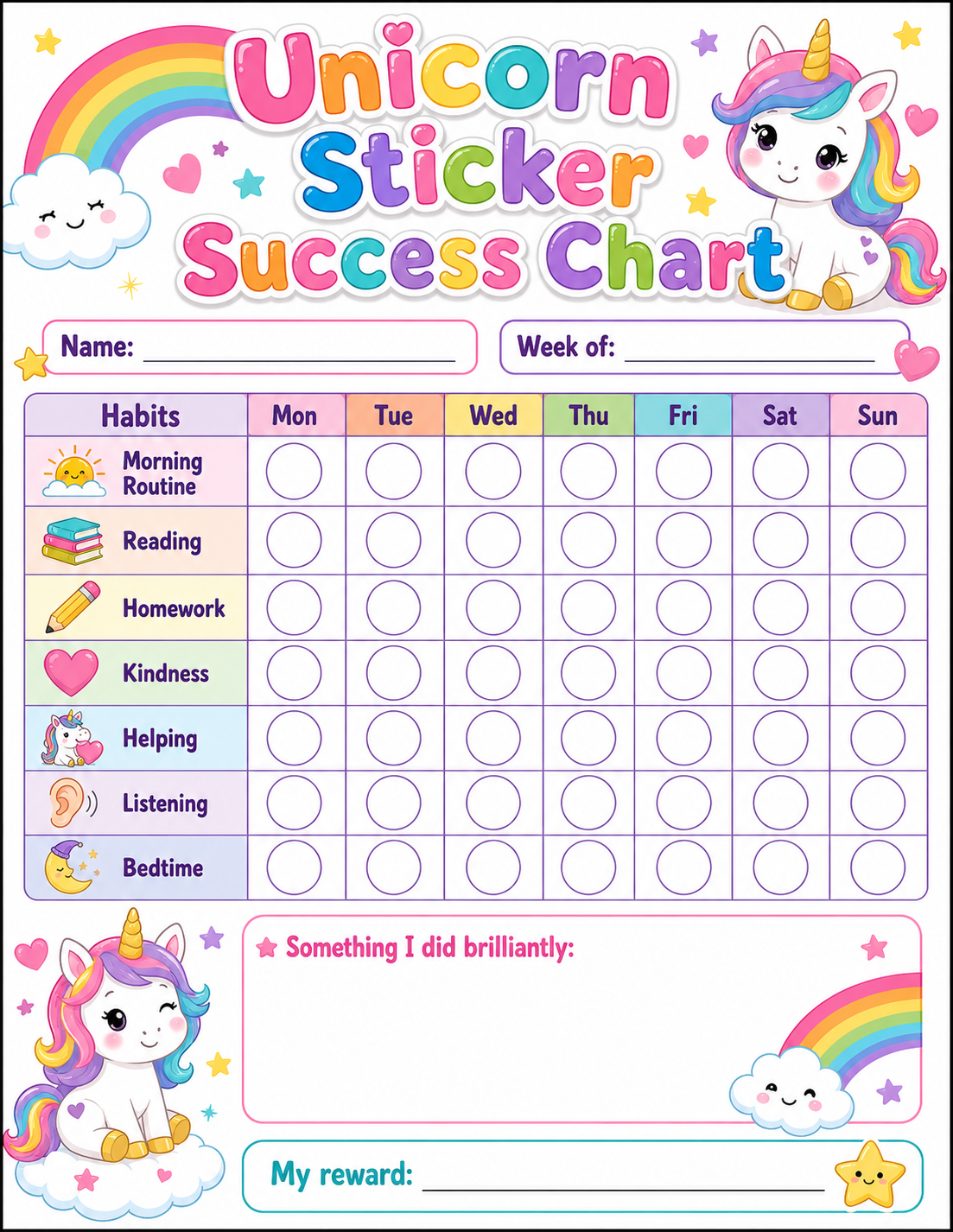 Sticker Success Progress Chart printable preview