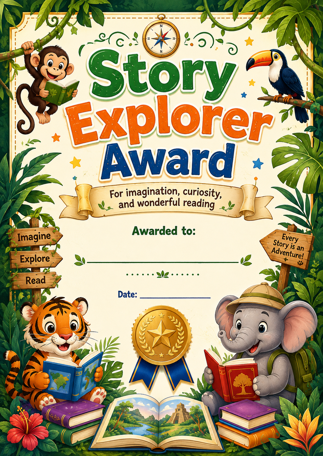 Story Explorer Award printable preview