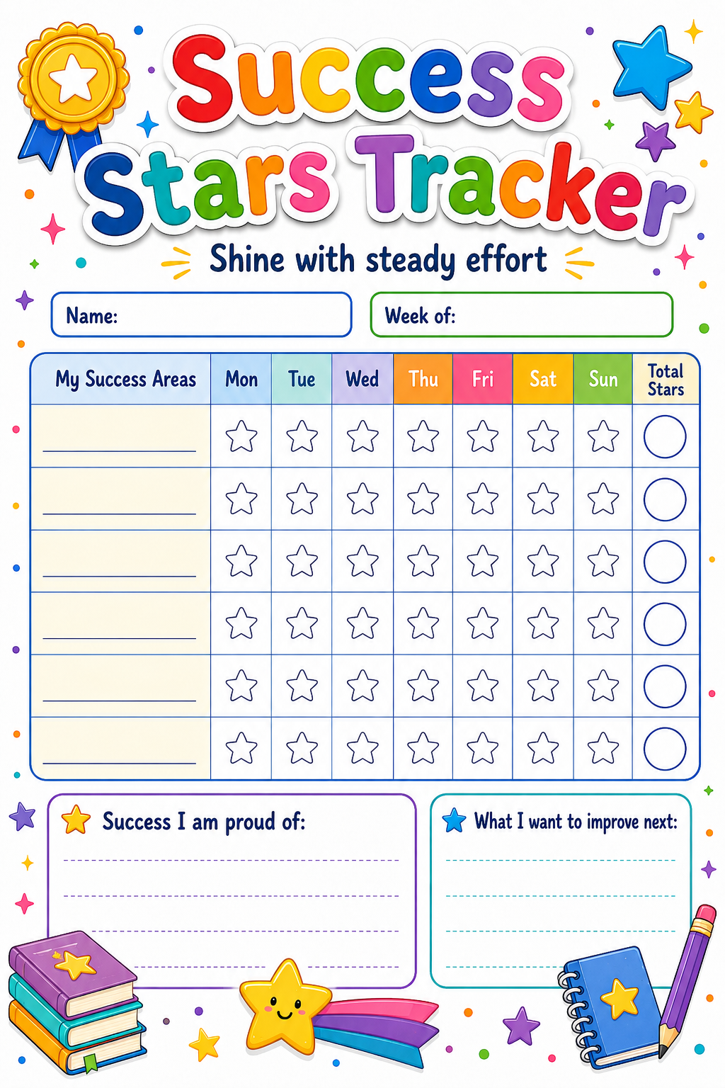 Success Stars Reward Chart printable preview