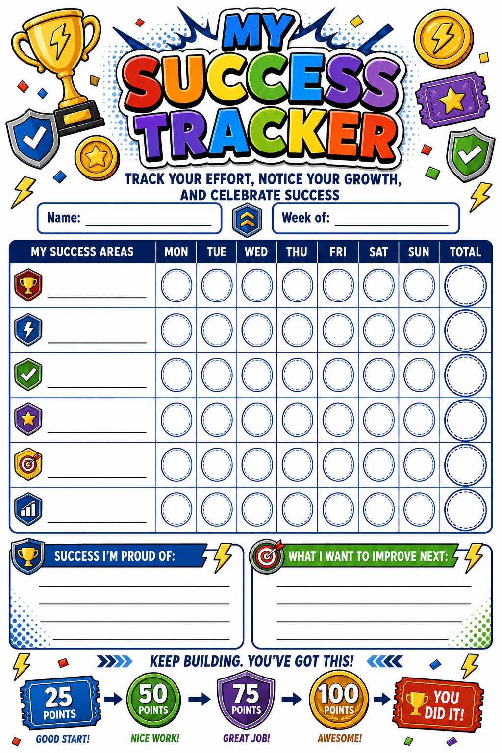 Success Sticker Tracker printable preview