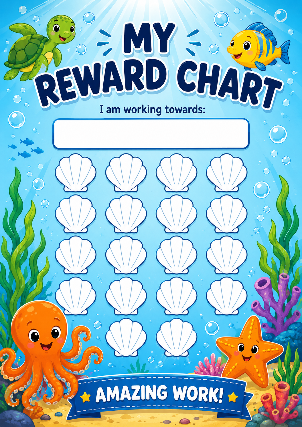 Under the Sea Reward Chart printable preview