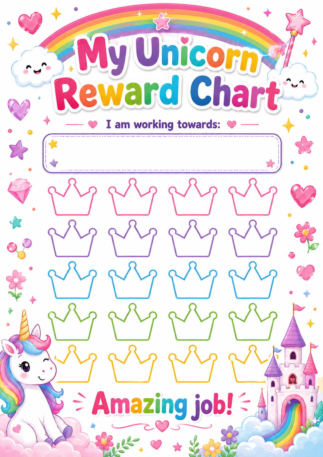 Unicorn Magic Reward Chart printable preview
