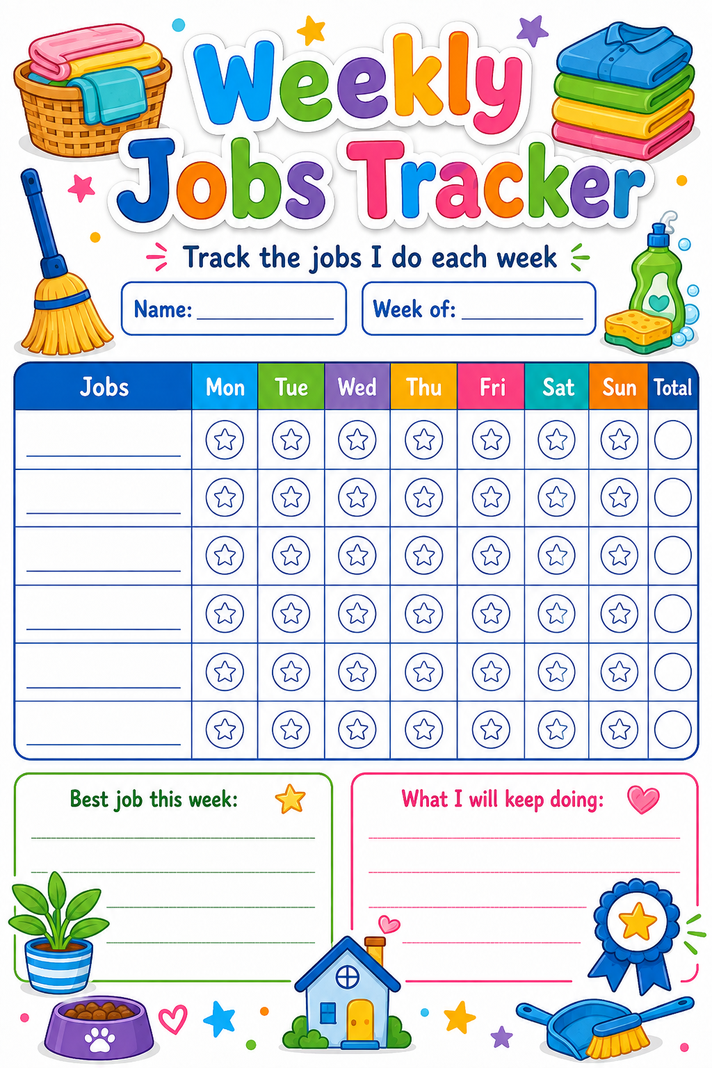 Weekly Jobs Tracker printable preview