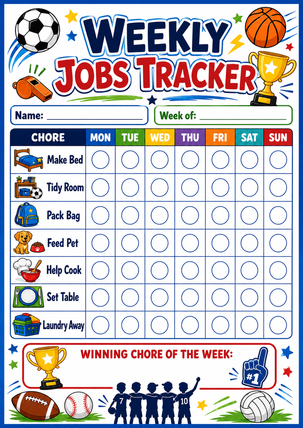 Weekly Responsibility Tracker printable preview