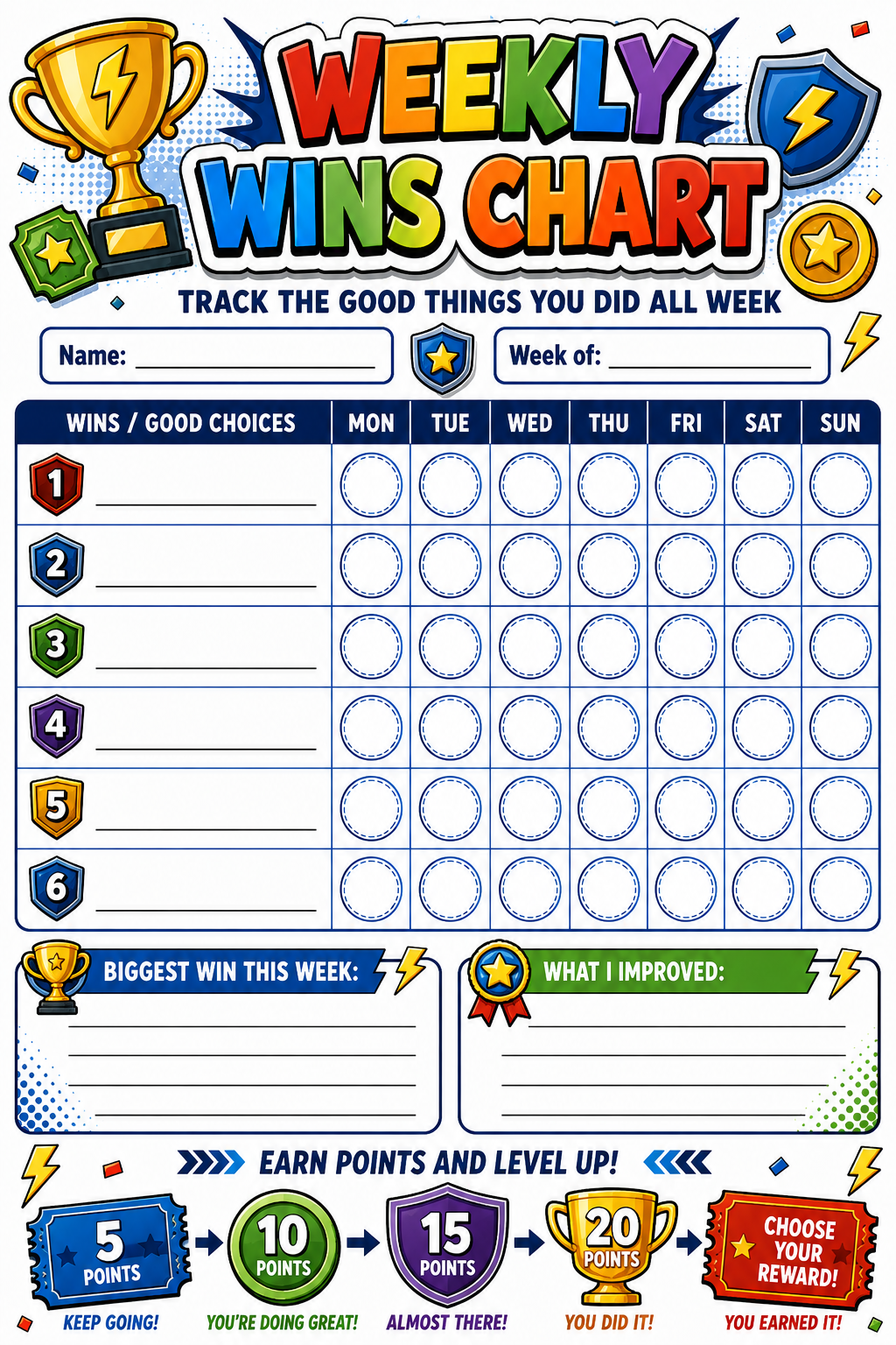 Weekly Wins Sticker Chart printable preview